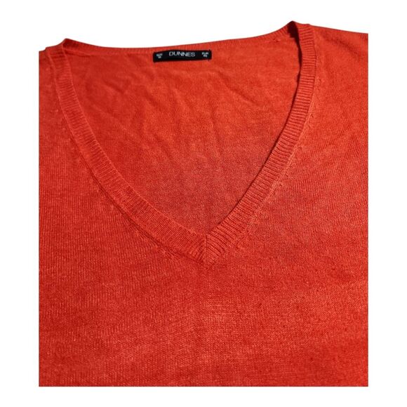 Dunnes Red Orange V-Neck Pullover Sweater Size (US 18) EU46 Lightweight Office - Picture 2 of 8